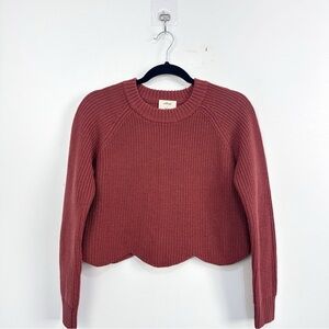 Aritzia Wilfred Sardou Cropped Scallop Hem Sweater Sz Small